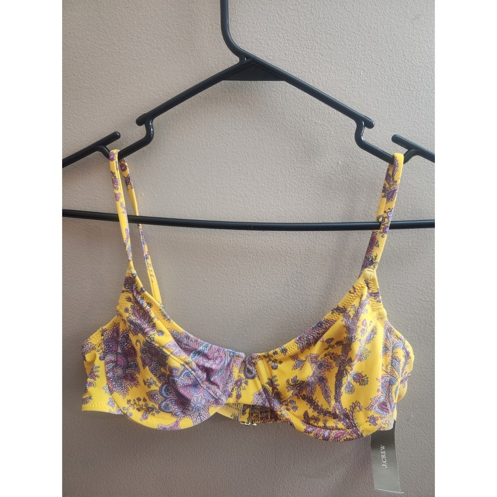 J. Crew Yellow Paisley Wired Bikini Bra Top Style# BH501 Size 36A NWT
